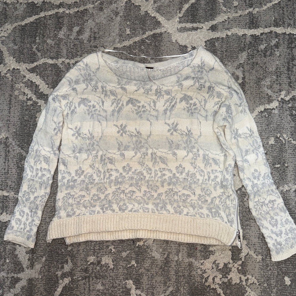 Free People Flower Fields Scoop Neck Sweater with Zipper